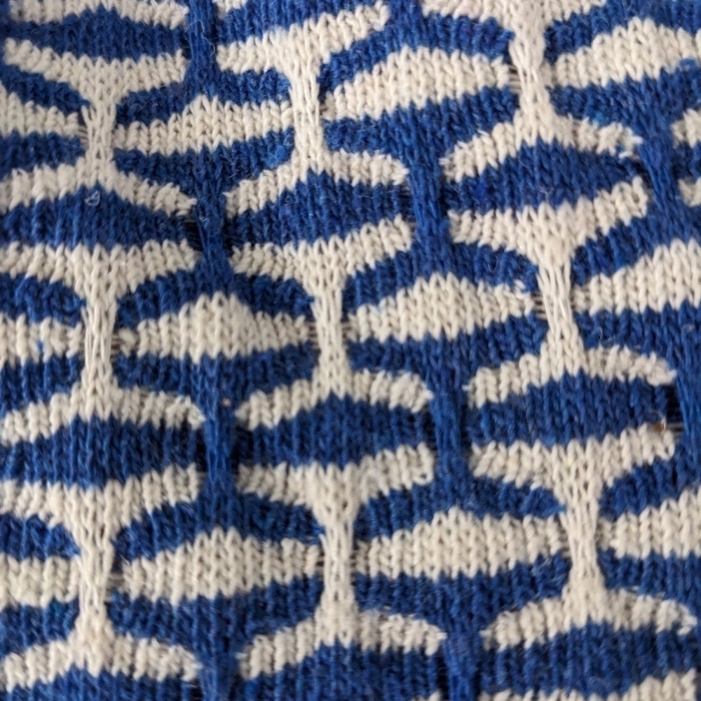 Zara geometric print knit polo blue white medium @E - Picture 4 of 11
